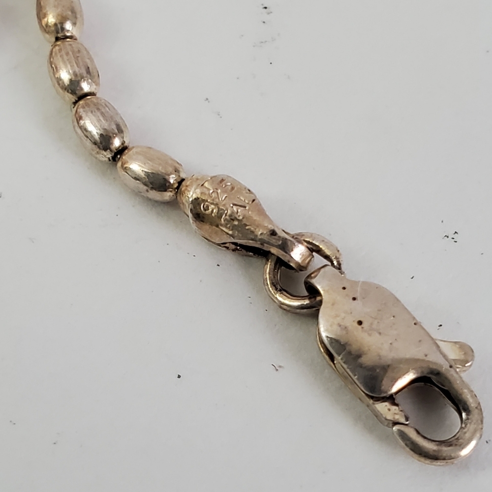 Sterling Silver 925 Bullet (Style) Bead Necklace - Picture 4 of 8